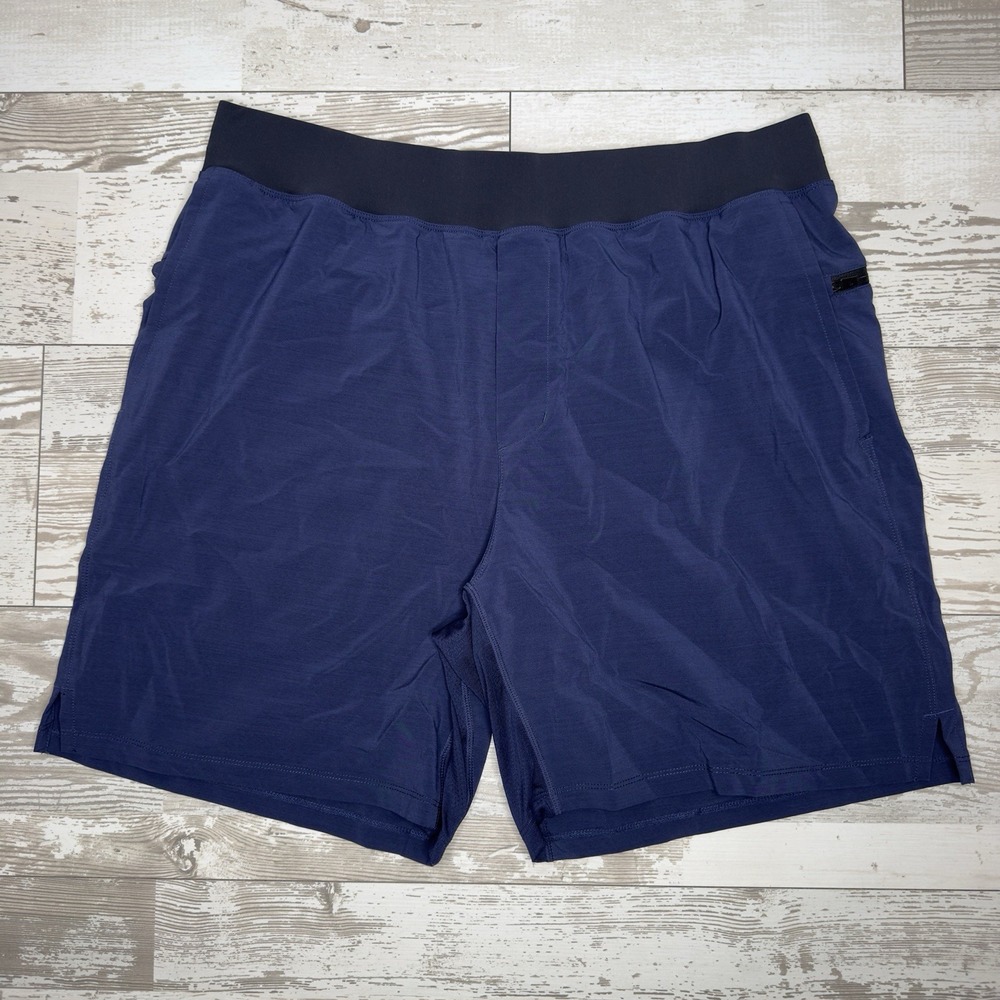 Fabletics The Franchise Mens XL Navy Blue Lined Stretch 7" Shorts Running Gym